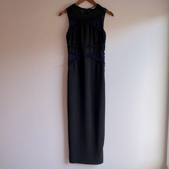 Opening Ceremony black and blue ruffled midi dress - Picture 2 of 10